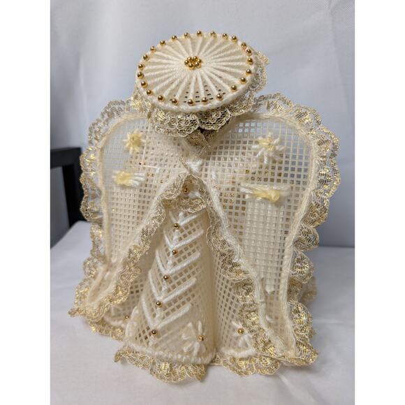 Vintage Handmade Plastic Canvas Angel Christmas Decor 1960's - Picture 3 of 5